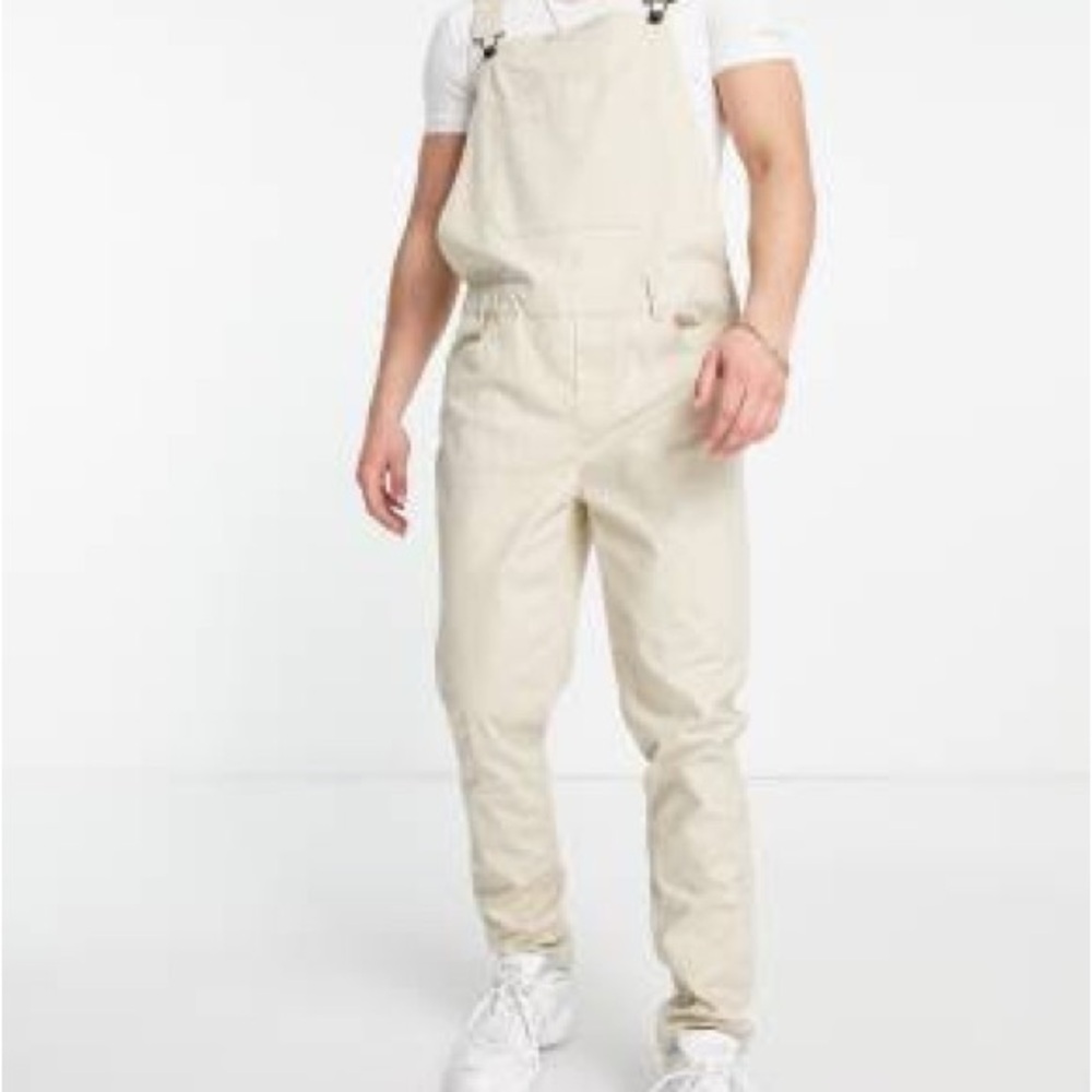 Men's  	
ASOS DESIGN skinny overalls in stone